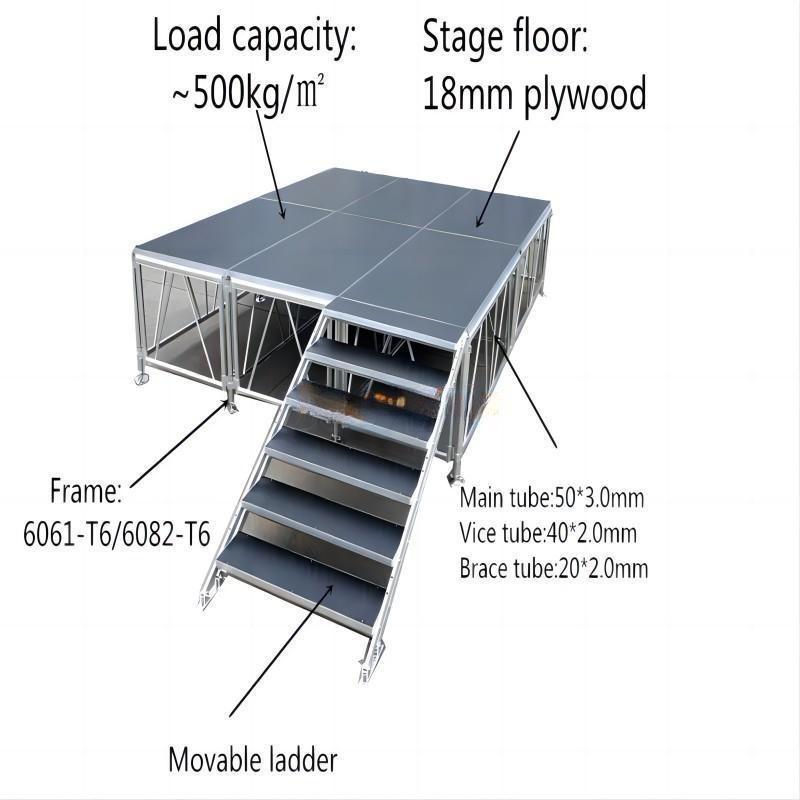 Height Adjustable Modular Concert Stage 8x5m